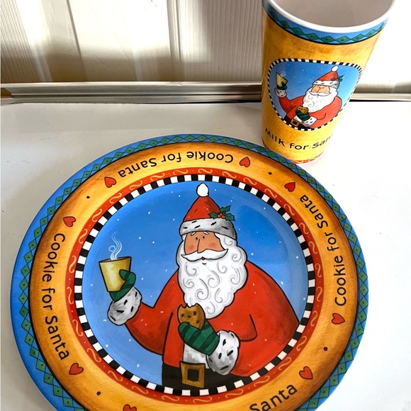 Fourstar Vintage Cookies for Santa Set- Plate and Cup Melamine - Picture 3 of 4